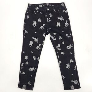 Michael Kors Izzy  Cropped Skinny Jeans Womens Size 2P Petite Floral Metallic